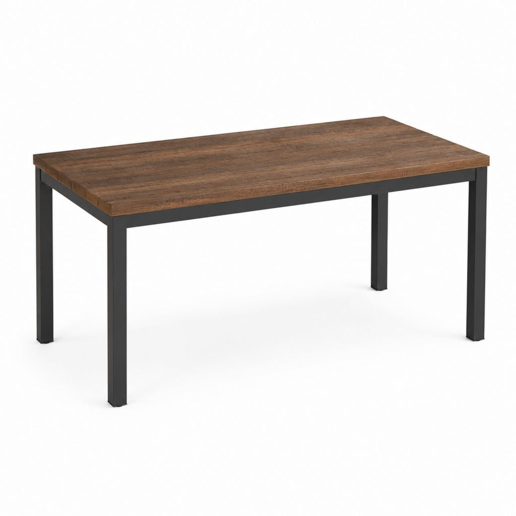 Gartentisch Esstisch Braun Schwarz Akazien-Massivholz Stahl Rechteckig 160 x 90 x 75 cm