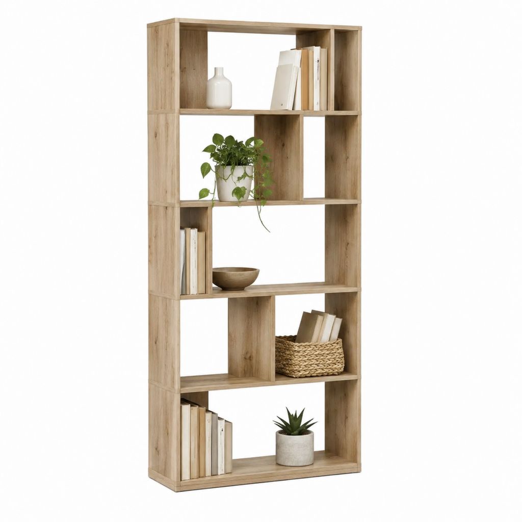Bücherregal Raumteiler Eiche-Nachbildung aus Spanplatte rechteckig 60 x 180 x 24 cm