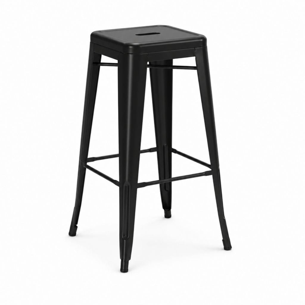 Barhocker Schwarz aus pulverbeschichtetem Stahl quadratisch 43 x 43 x 76 cm