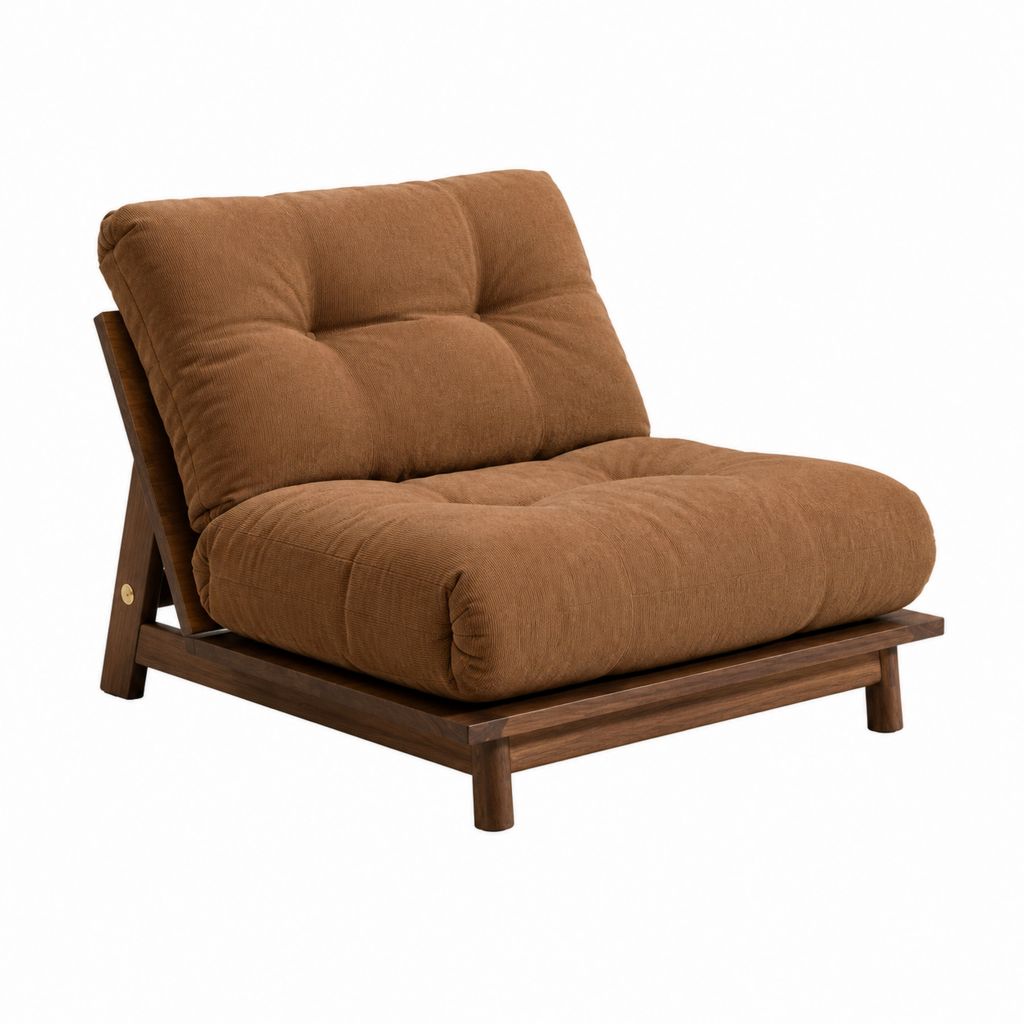 Verstellbarer Loungesessel Braun mit Cordbezug und Massivholzgestell 90 x 80 x 76 cm