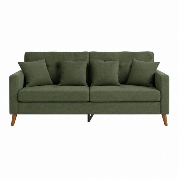 2-Sitzer Sofa Olivgrün mit Polyesterbezug rechteckig 160 x 84 x 86 cm