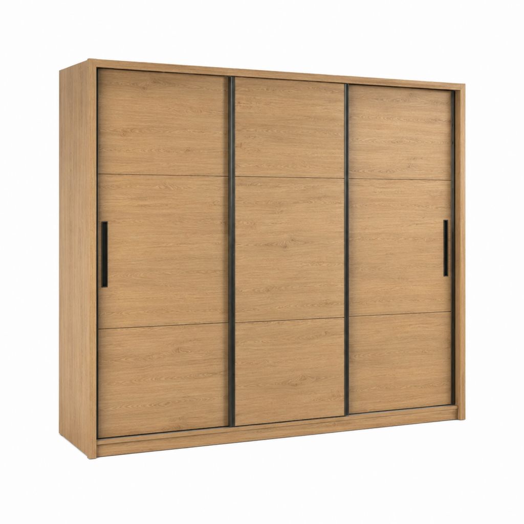 Schwebetürenschrank Kleiderschrank Eiche-Dekor Spanplatte rechteckig 250 x 62 x 220 cm