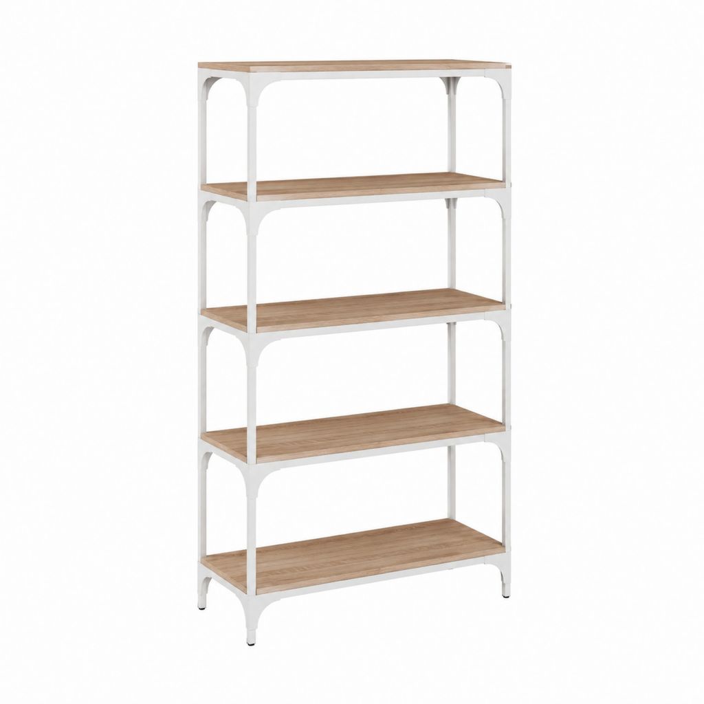 Bücherregal Standregal Weiß Eiche MDF Stahl rechteckig 80 x 30 x 160 cm