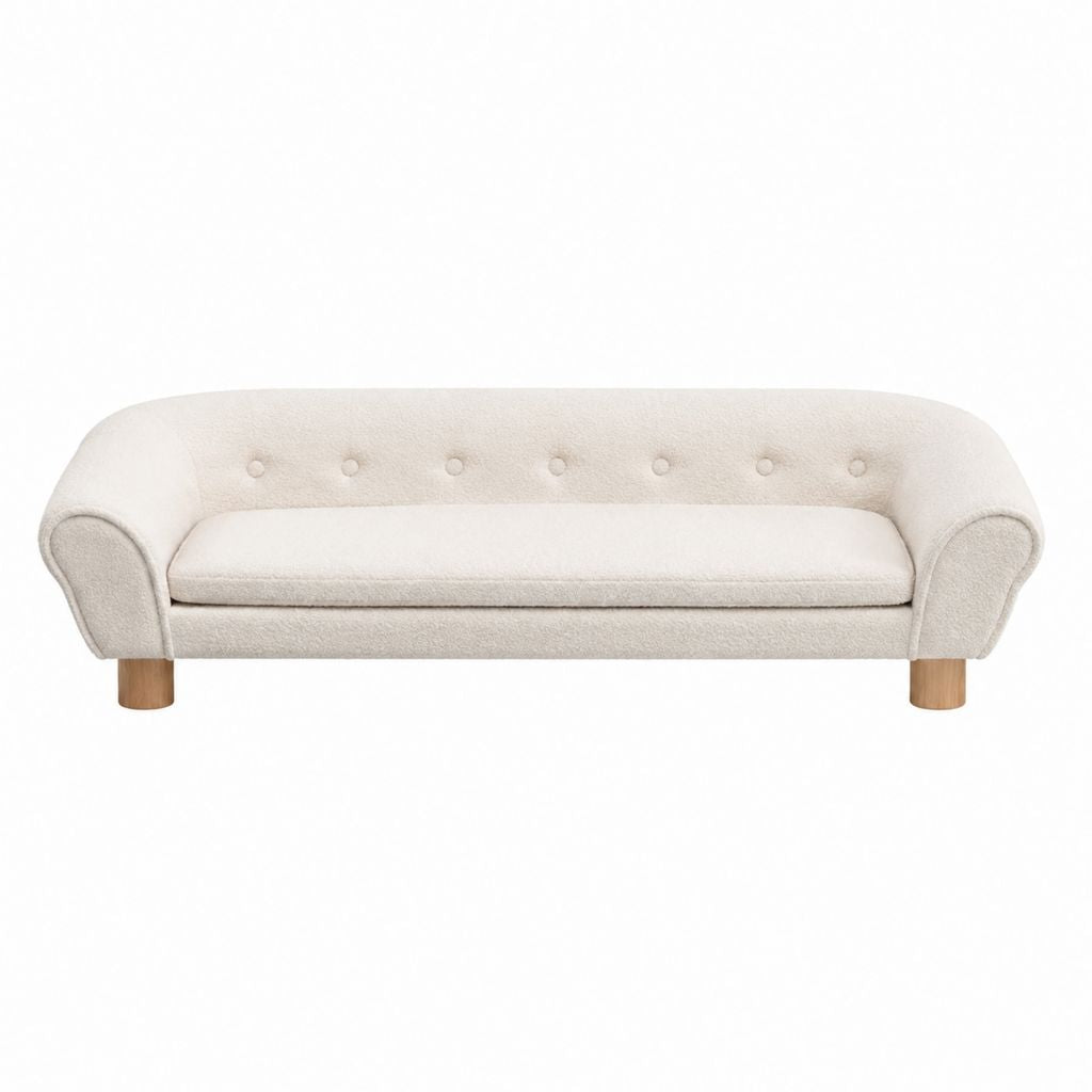3-Sitzer Sofa Creme Bouclé-Polyester mit Knopfheftung 190 x 86 x 78 cm