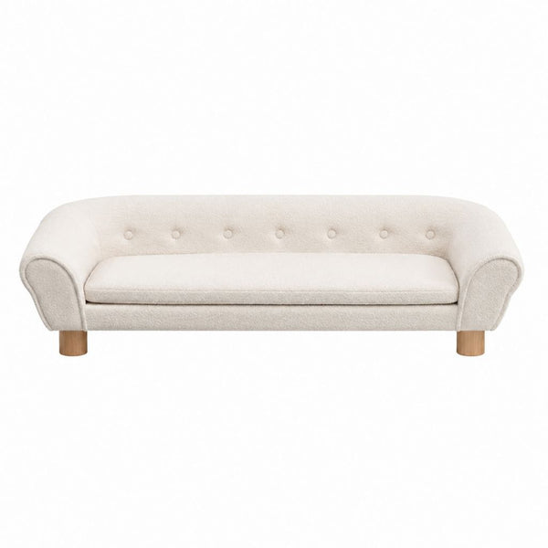 3-Sitzer Sofa Creme Bouclé-Polyester mit Knopfheftung 190 x 86 x 78 cm