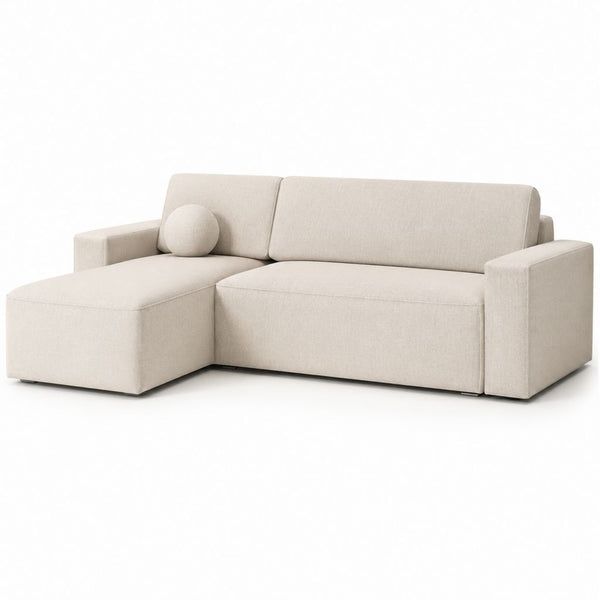 Ecksofa mit linker Recamiere Beige Polyester Rechteckig 220 x 145 x 85 cm