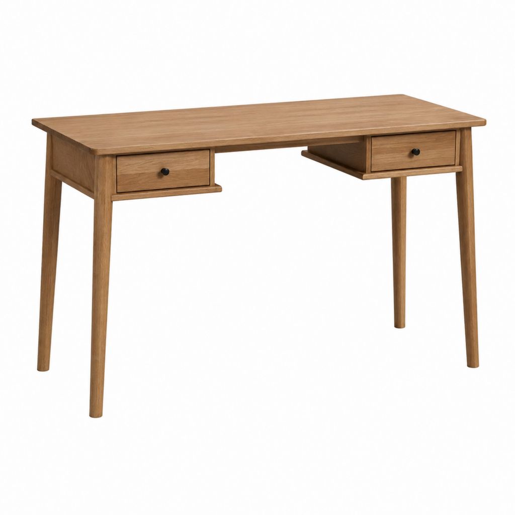 Schreibtisch Eiche natur Massivholz rechteckig mit 2 Schubladen 120 x 60 x 75 cm