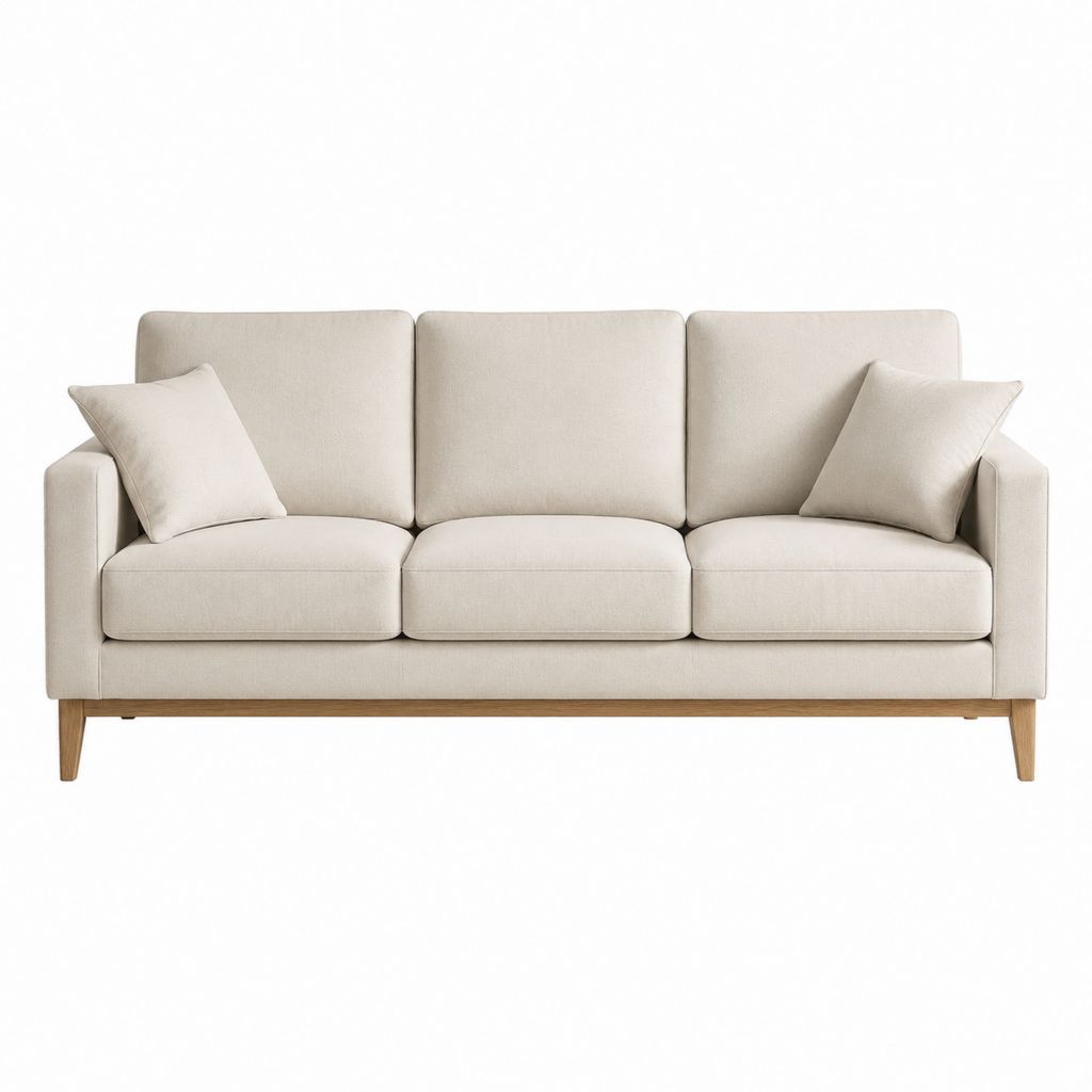 3-Sitzer Sofa Creme Polyester rechteckig 220 x 90 x 85 cm