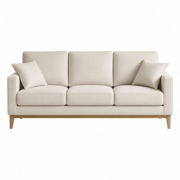3-Sitzer Sofa Creme Polyester rechteckig 220 x 90 x 85 cm