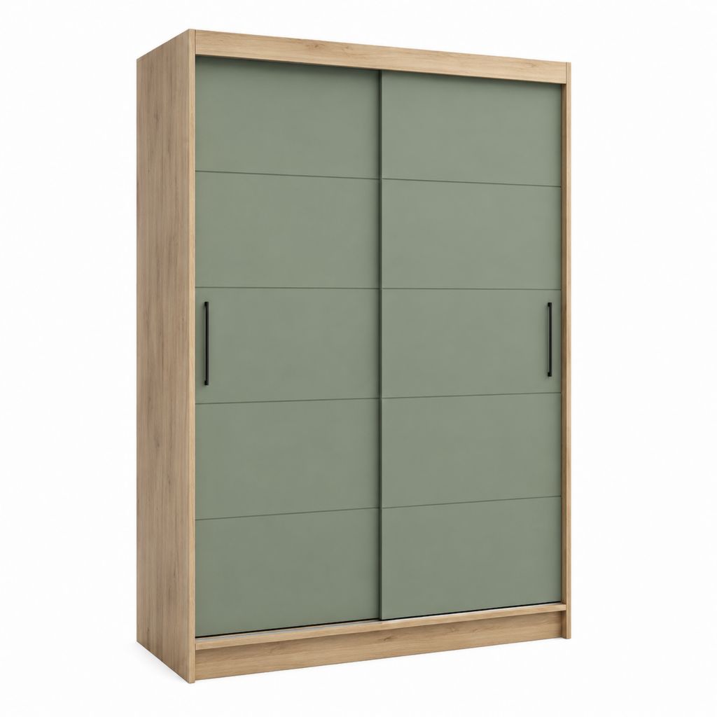 Schwebetürenschrank Olivgrün Eiche Dekor Spanplatte rechteckig 120 x 60 x 200 cm