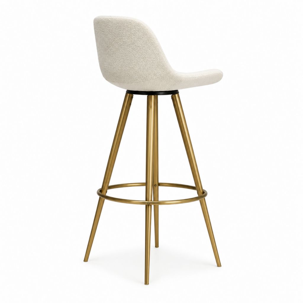 Barhocker Creme Bouclé-Polyester Stahlgestell Gold 50 x 54 x 102 cm Sitzhöhe 76 cm