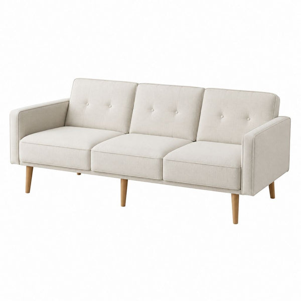 3-Sitzer Sofa Beige Polyester Rechteckig 191 x 78 x 84 cm